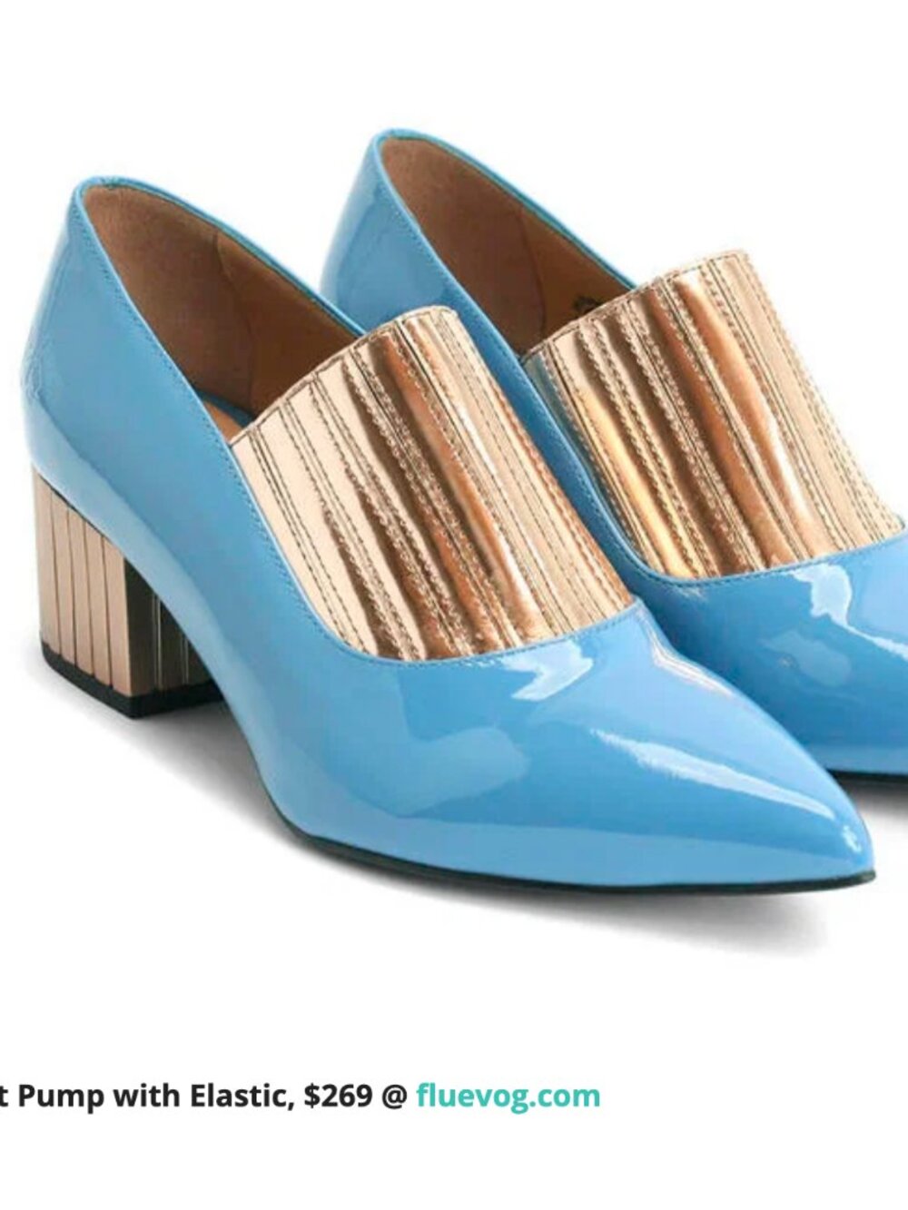 John Fluevog Bardot Blue And Gold Colourblock Slip-On Pump Heels Womens Size 6 - Picture 14 of 14